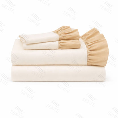Jogo de Cama Margarida Bege, 100% Algodão